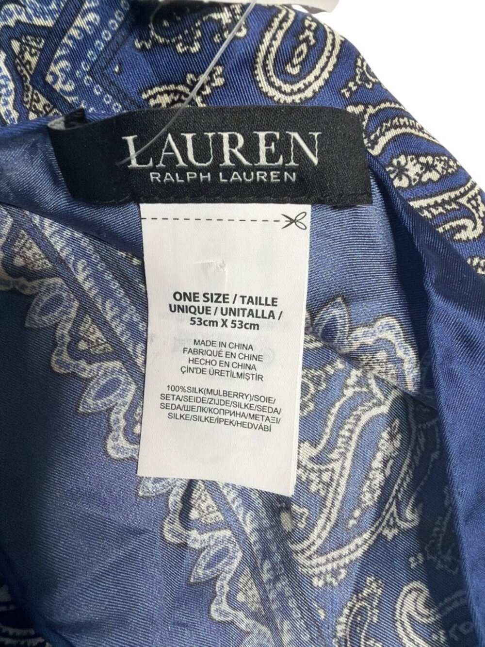 NWT Lauren Ralph Lauren Fall Paisley Bandana Charter Blue Size One Size - Picture 5 of 6